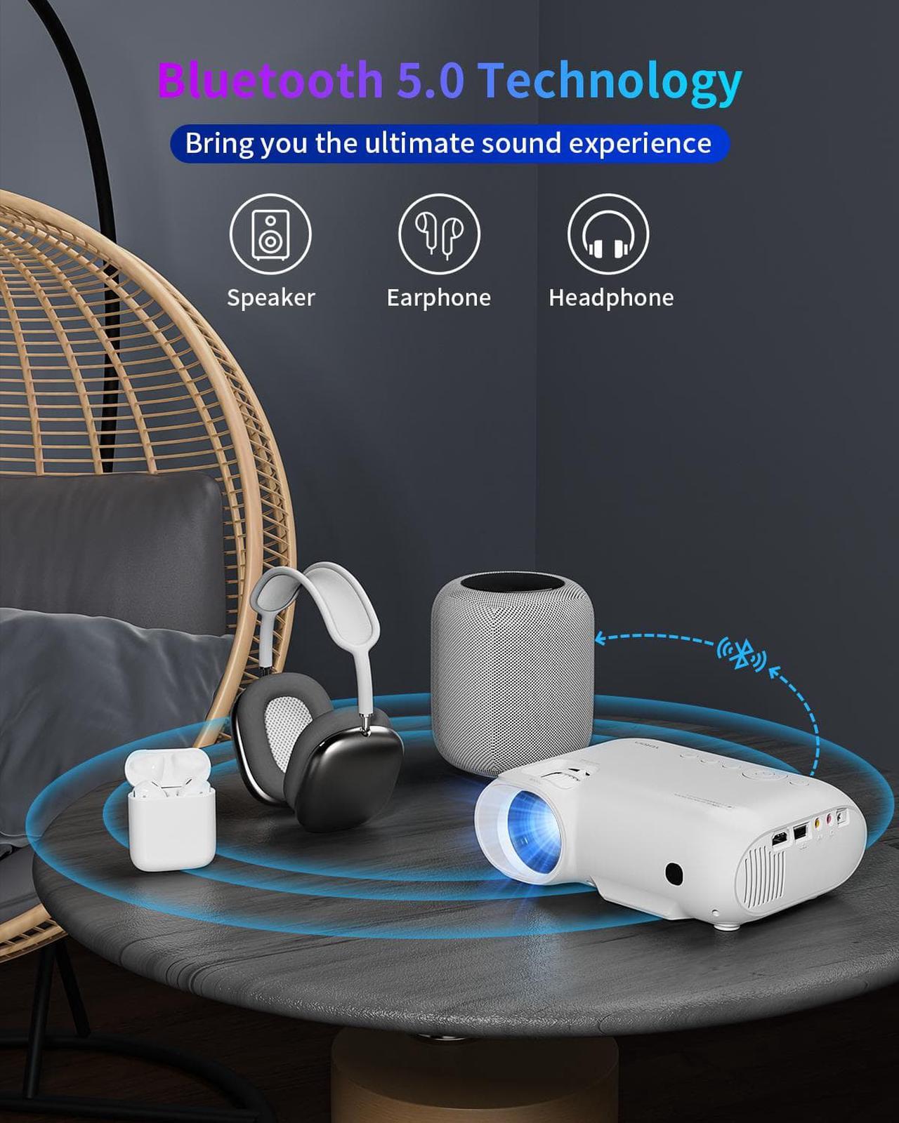 Alt view image 3 of 7 - YOTON Projector 5G WiFi Bluetooth 1080P Native Outdoor Portable Projector 4K Support, Movie Home Projector with HDMI/USB
