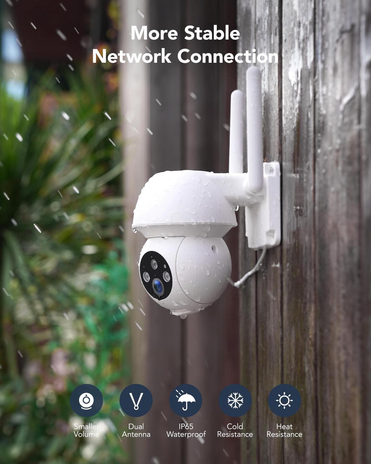 Alt view image 2 of 7 - GNCC 2K Outdoor Security Camera 2.4G WiFi, CCTV Camera, 360° PTZ Auto-Tracking Night Vision Surveillance Camera, Motion Detection , 2 Way Audio, APP Remote Control, IP66 Waterproof