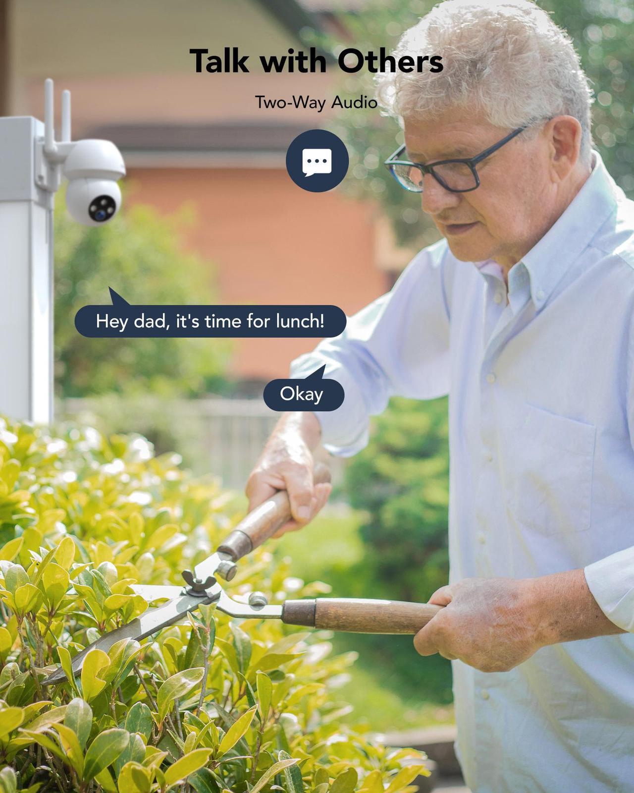 Alt view image 6 of 7 - GNCC 2K Outdoor Security Camera 2.4G WiFi, CCTV Camera, 360° PTZ Auto-Tracking Night Vision Surveillance Camera, Motion Detection , 2 Way Audio, APP Remote Control, IP66 Waterproof
