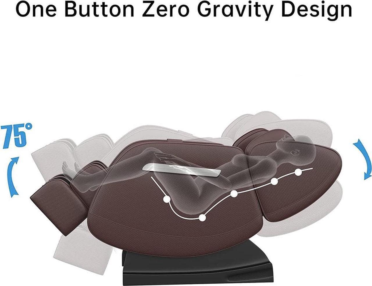 Alt view image 2 of 7 - Real Relax® 2024 Health Care MM350 Massage Chair Recliner with Zero Gravity, Full Body Air Pressure, Heating, Bluetooth, Foot Roller, Neck Shoulder Back Calf, Foot Massager for Home and Office, Brown