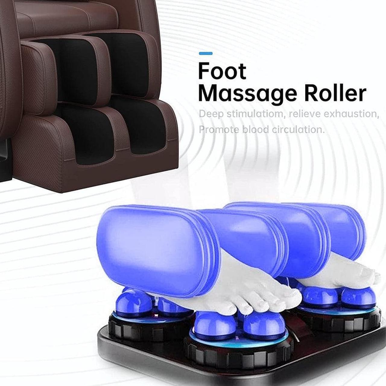 Alt view image 5 of 7 - Real Relax® 2024 Health Care MM350 Massage Chair Recliner with Zero Gravity, Full Body Air Pressure, Heating, Bluetooth, Foot Roller, Neck Shoulder Back Calf, Foot Massager for Home and Office, Brown