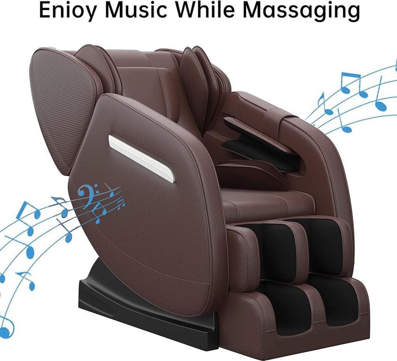 Alt view image 6 of 7 - Real Relax® 2024 Health Care MM350 Massage Chair Recliner with Zero Gravity, Full Body Air Pressure, Heating, Bluetooth, Foot Roller, Neck Shoulder Back Calf, Foot Massager for Home and Office, Brown