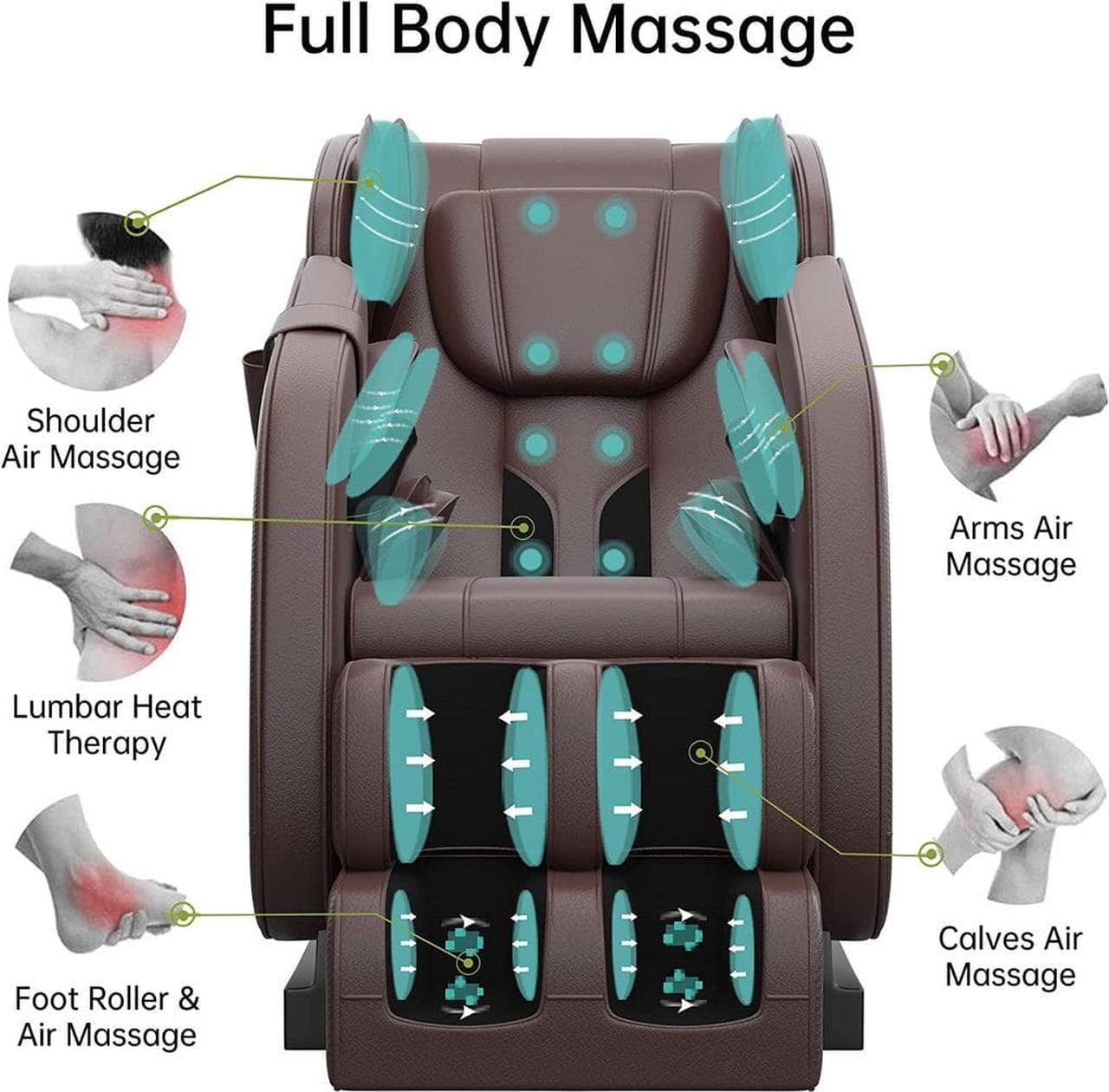 Alt view image 3 of 7 - Real Relax® 2024 Health Care MM350 Massage Chair Recliner with Zero Gravity, Full Body Air Pressure, Heating, Bluetooth, Foot Roller, Neck Shoulder Back Calf, Foot Massager for Home and Office, Brown
