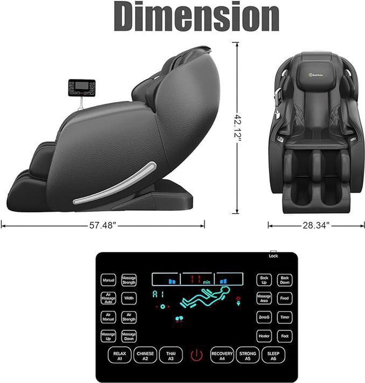 Alt view image 6 of 6 - Real Relax® 2024 Massage Chair Favor-06, Full Body Zero Gravity SL-Track Shiatsu Massage Recliner Chair with Heat Body Scan Bluetooth Foot Roller, Full Black