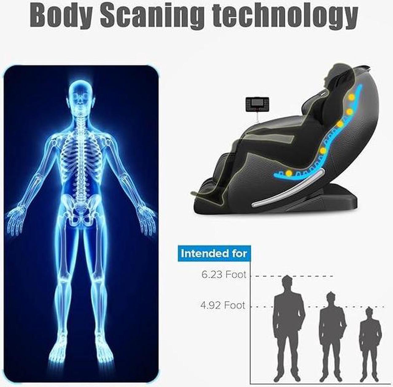 Alt view image 2 of 6 - Real Relax® 2024 Massage Chair Favor-06, Full Body Zero Gravity SL-Track Shiatsu Massage Recliner Chair with Heat Body Scan Bluetooth Foot Roller, Full Black