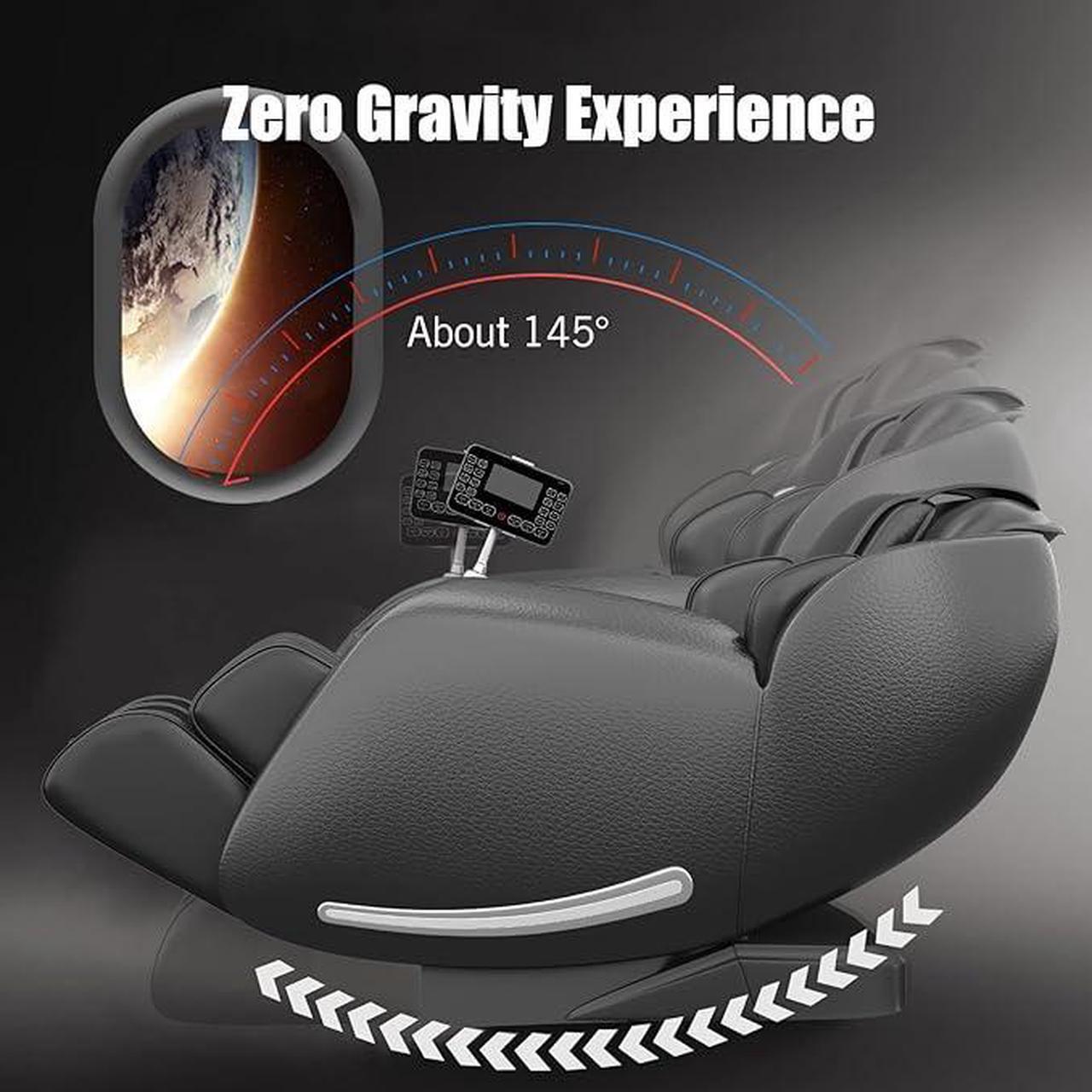 Alt view image 5 of 6 - Real Relax® 2024 Massage Chair Favor-06, Full Body Zero Gravity SL-Track Shiatsu Massage Recliner Chair with Heat Body Scan Bluetooth Foot Roller, Full Black