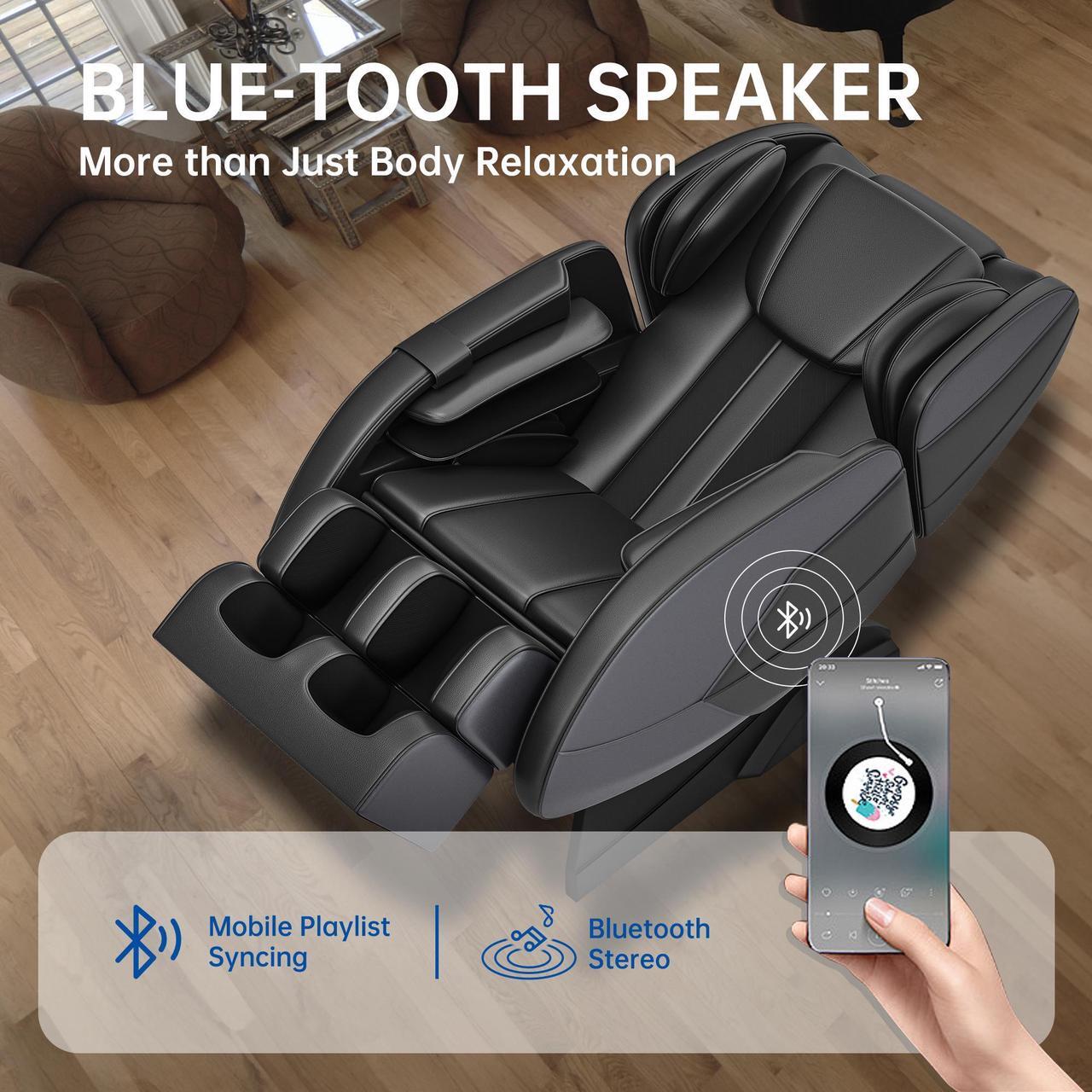 Alt view image 6 of 7 - Real Relax®MM450 Massage Chair Full Body, 2024 Massage Chair with 8 Fixed Shiatsu Massage Rollers, Zero Gravity Mode, Heater, Bluetooth, Foot Massage, Black