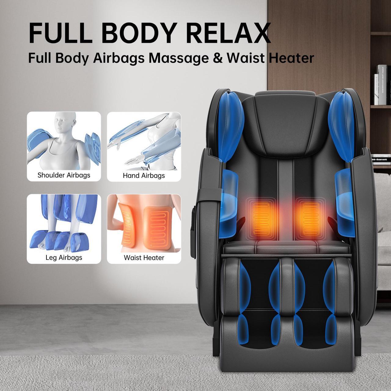 Alt view image 4 of 7 - Real Relax®MM450 Massage Chair Full Body, 2024 Massage Chair with 8 Fixed Shiatsu Massage Rollers, Zero Gravity Mode, Heater, Bluetooth, Foot Massage, Black