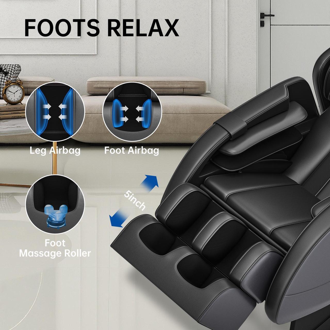 Alt view image 7 of 7 - Real Relax®MM450 Massage Chair Full Body, 2024 Massage Chair with 8 Fixed Shiatsu Massage Rollers, Zero Gravity Mode, Heater, Bluetooth, Foot Massage, Black