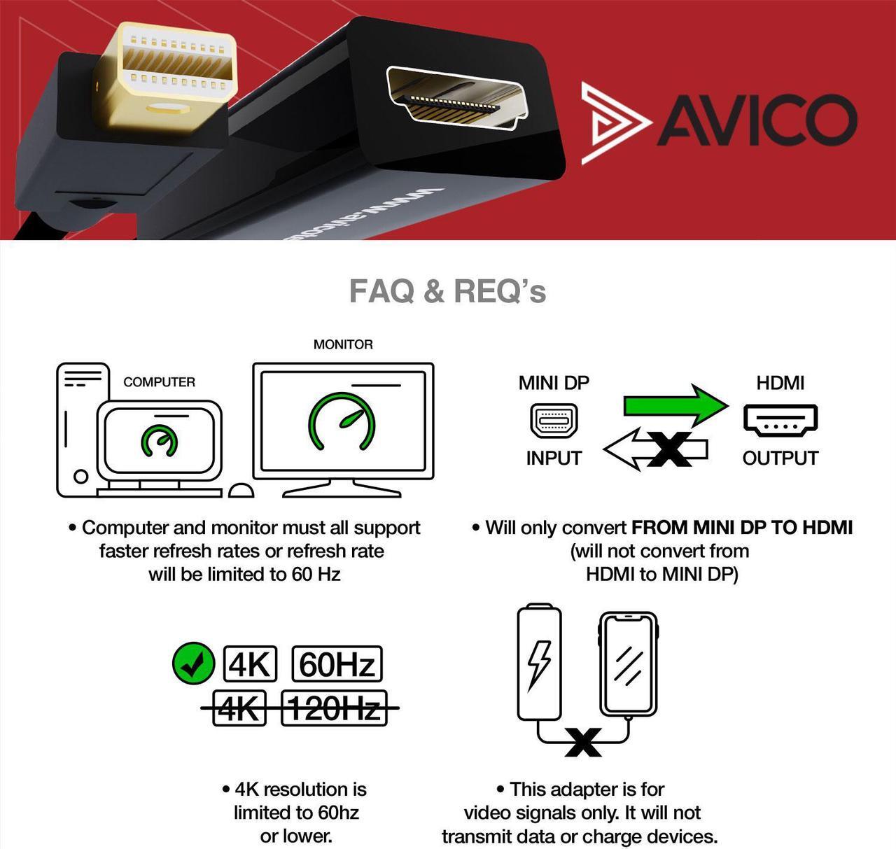 Alt view image 7 of 7 - MINI DISPLAYPORT 1.2 TO HDMI 2.0 Adapter