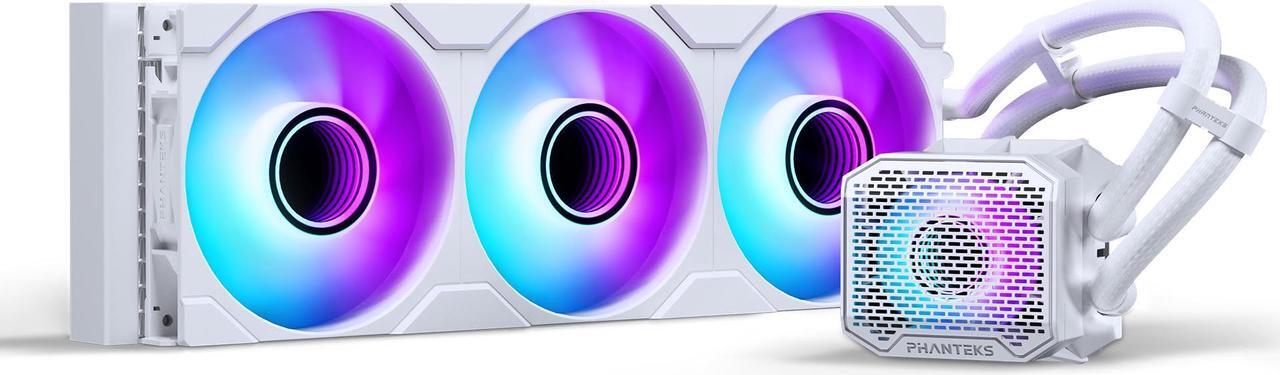 Main image of Phanteks Glacier One 360M25 G2 AIO Liquid CPU Cooler, White, RGB Pump Cap Design, 3x Performance 120mm M25 G2 PWM RGB Fans, for Intel LGA 1700, 1851, 1200, 115x and AMD AM4/AM5 sockets, White