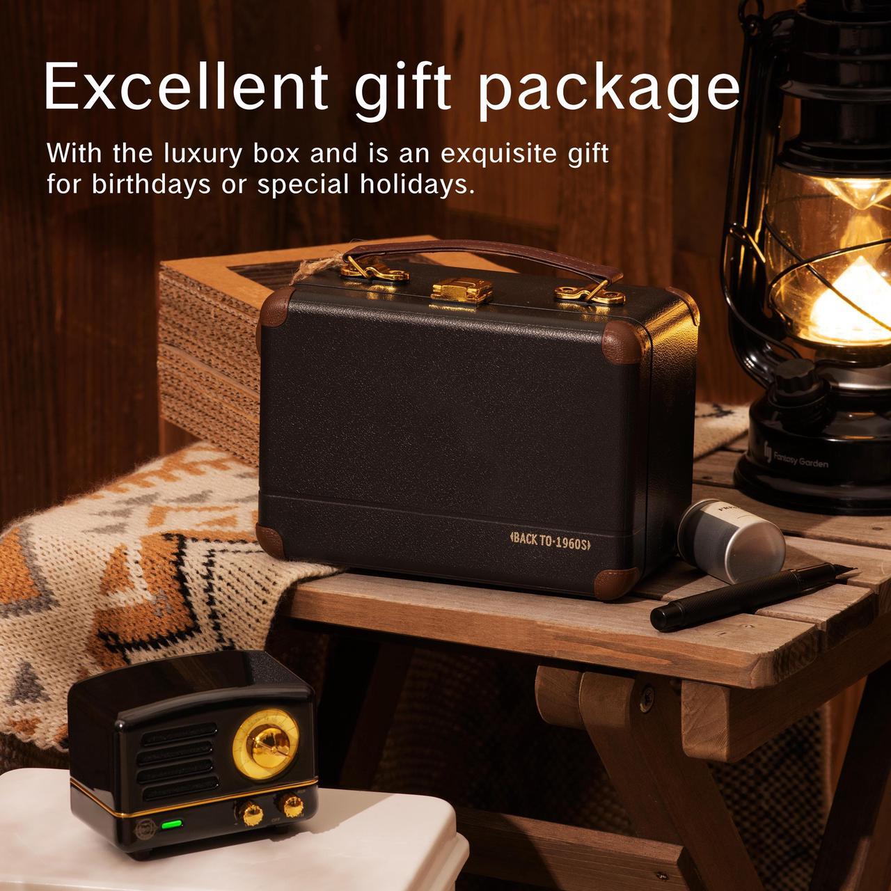 Alt view image 5 of 7 - Muzen OTR Metal Portable Bluetooth Speaker with Retro knob Tuner FM Radio, Also with Suitcase Gift Case, Wireless Bluetooth Speaker with Loud Stereo Sound, for Home Outdoor Travel