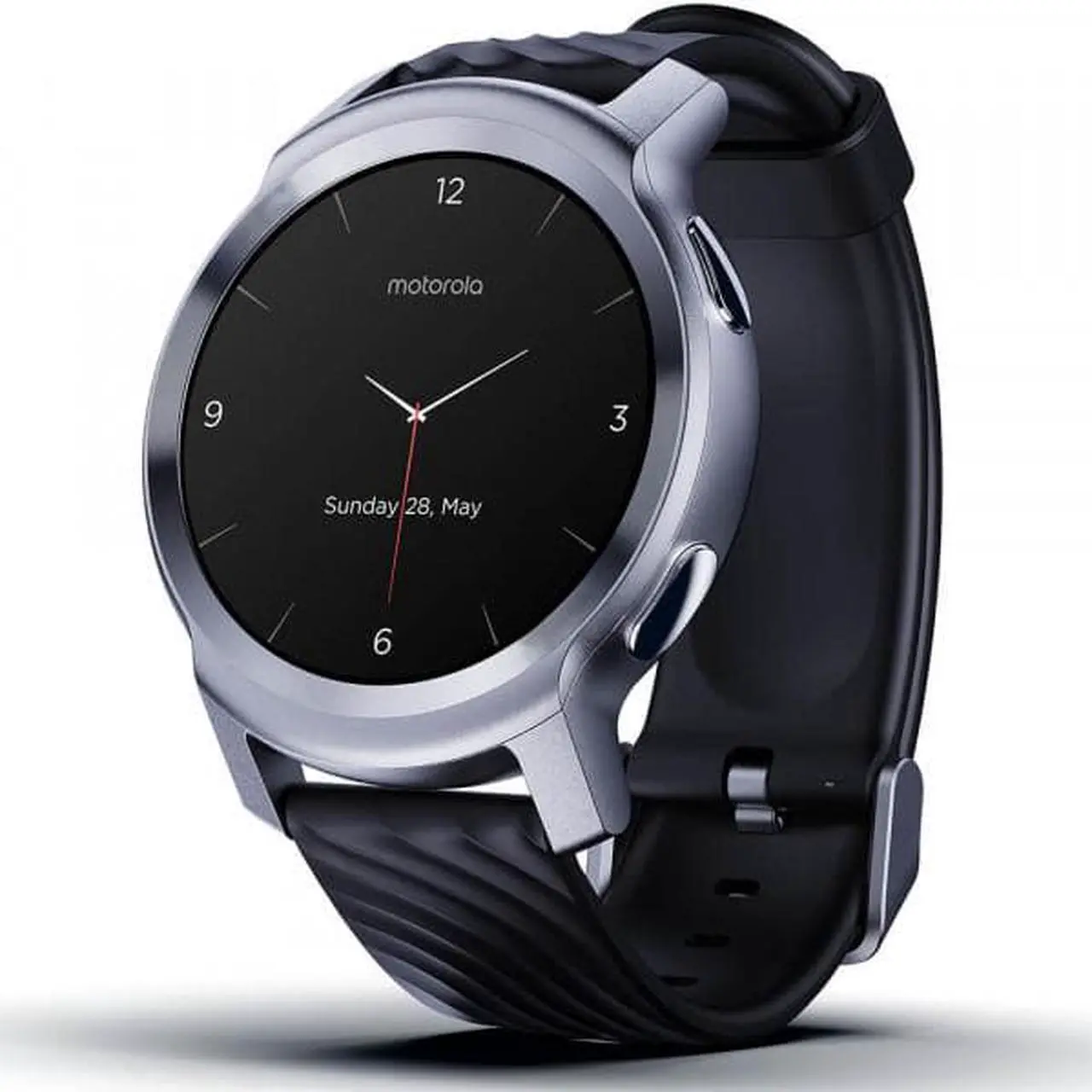 Alt view image 4 of 5 - Motorola Moto Watch 100 Smart Watch,42-Millimeter GPS Smart Watch for Men and Women,14-Day Battery,24/7 Heart Rate, SpO2, 5 ATM Water-Resistant, AOD, Compatible with Android and iPhone, Black Silver