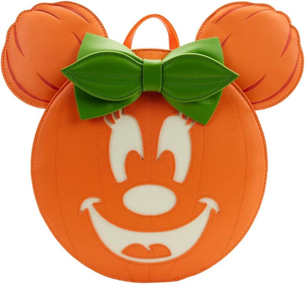 Main image of Loungefly Disney Glow Face Minnie Mouse Pumpkin Mini Backpack
