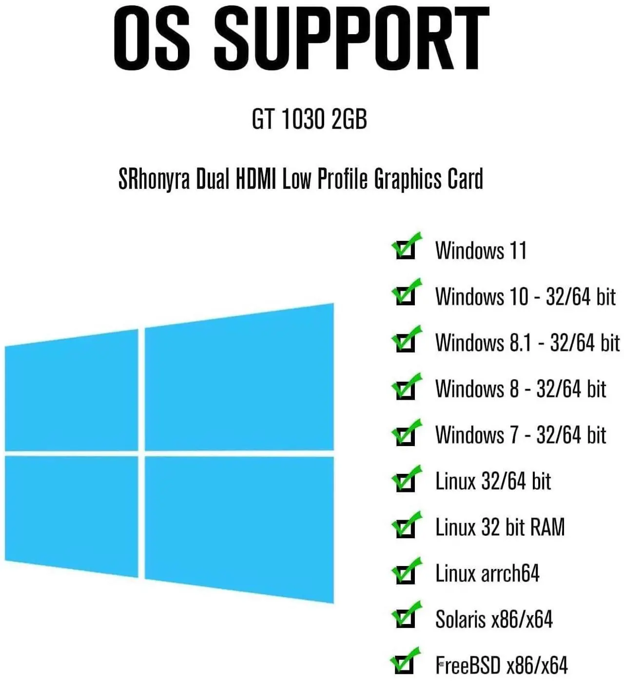 Alt view image 5 of 7 - SRhonyra GT 1030 Graphics Card 2GB Low Profile Graphics Card GDDR5 64 Bit PCI-e 3.0 x4 Compatible x8 x16 Dual HDMI Displays 2 Monitor Video Card Support DirectX 12 OpenGL 4.5 HDCP 2.2