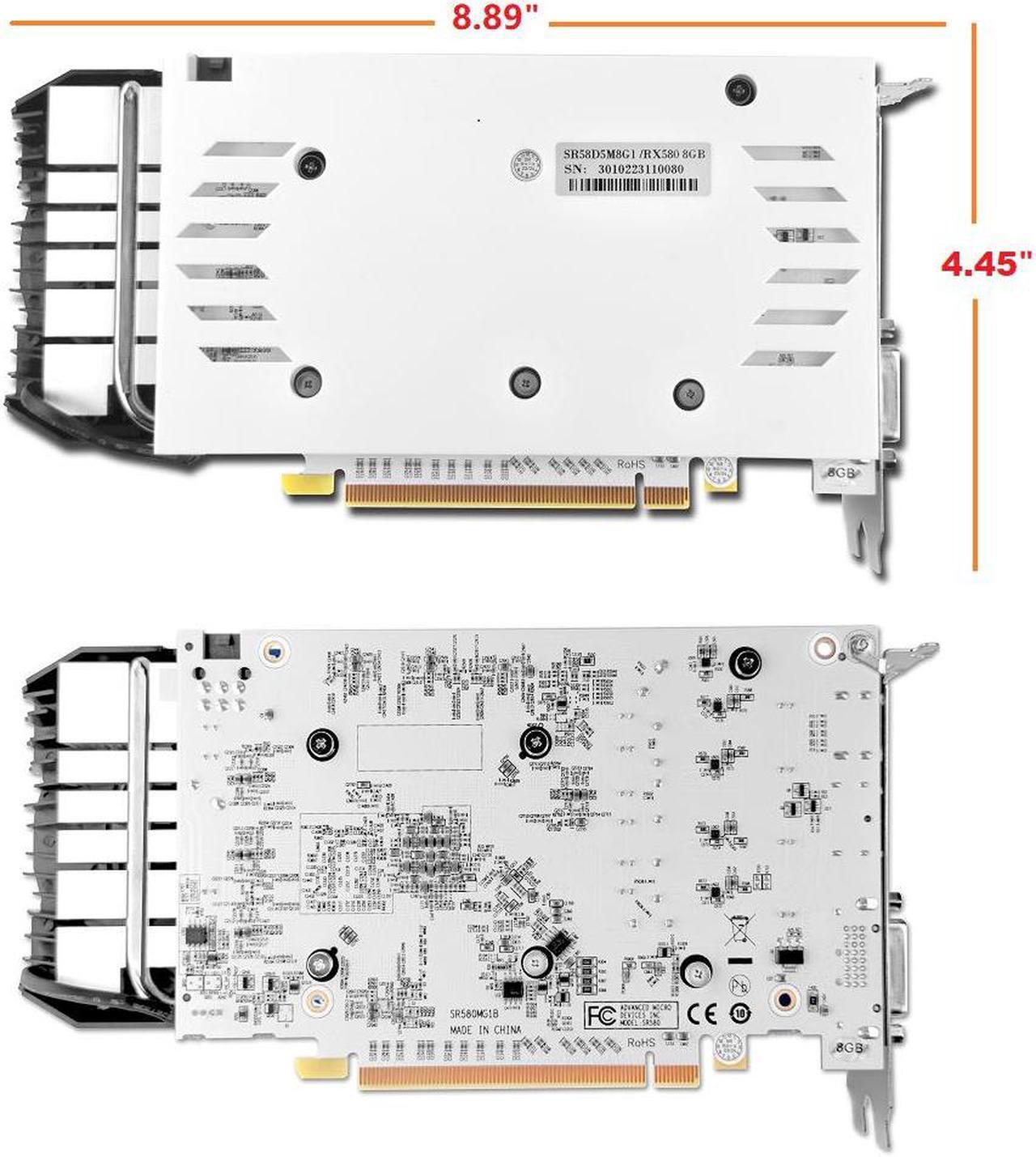 Alt view image 6 of 7 - SRhonyra AMD RX 580 8GB Gaming graphics card 2048SP GDDR5  256Bit PCI Express 3.0 x16 6Pin Gaming Video Card Mining GPU Gaming GPU with HDMI DP DVI Port