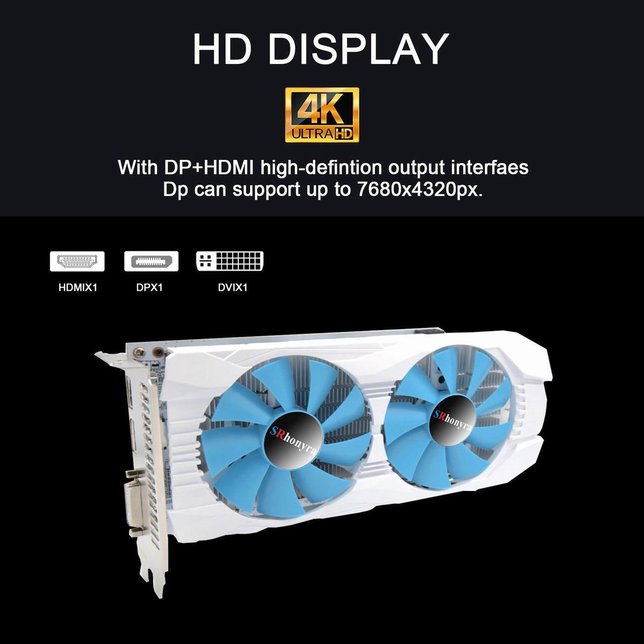 Alt view image 5 of 7 - SRhonyra AMD RX 580 8GB Gaming graphics card 2048SP GDDR5  256Bit PCI Express 3.0 x16 6Pin Gaming Video Card Mining GPU Gaming GPU with HDMI DP DVI Port