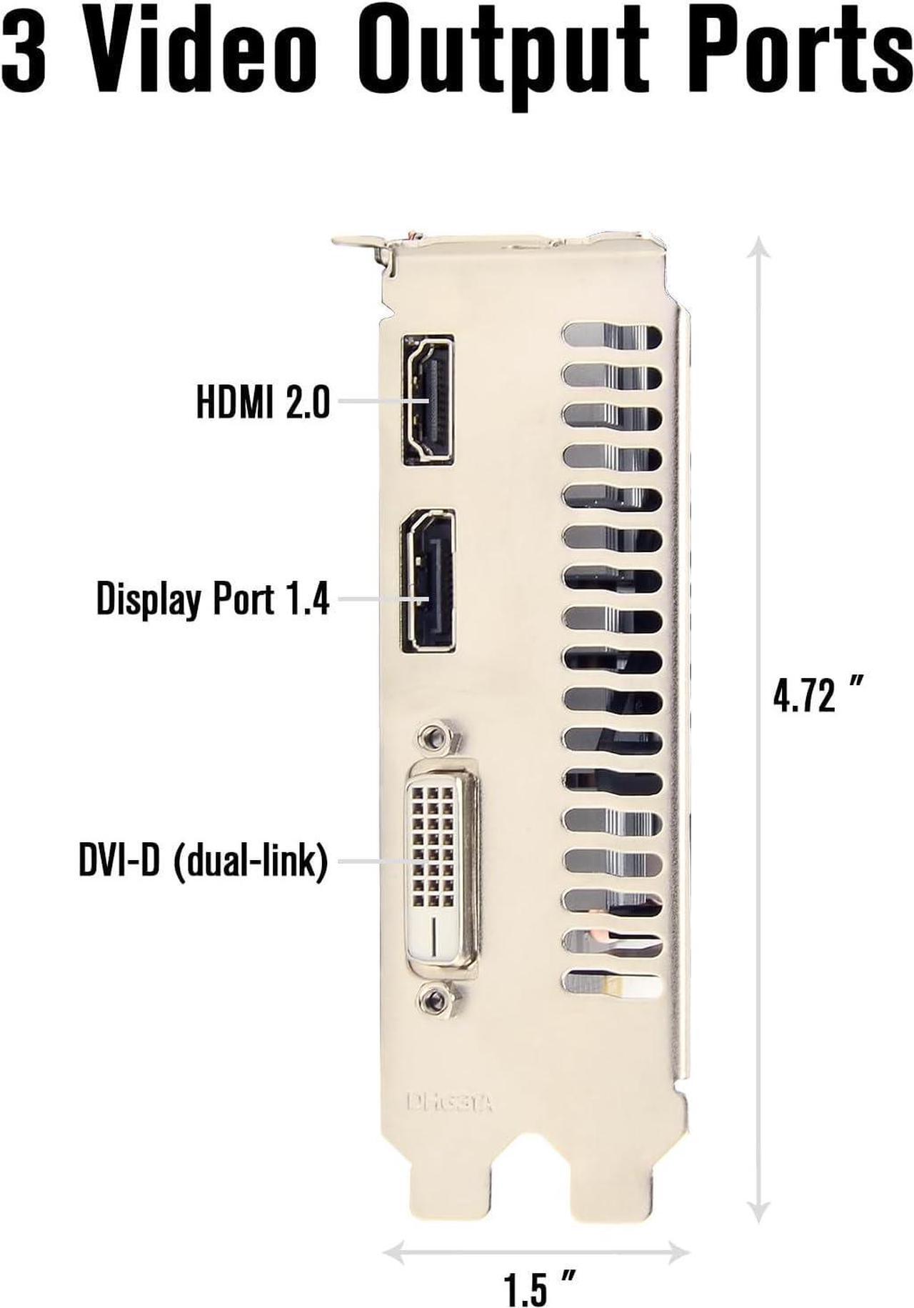 Alt view image 6 of 6 - SRhonyra GeForce GTX 1050 4GB Graphics Card GDDR5 128 Bit PCIe 3.0 x16 Bus Powered DP+HDMI+DVI Ports Gaming GPU