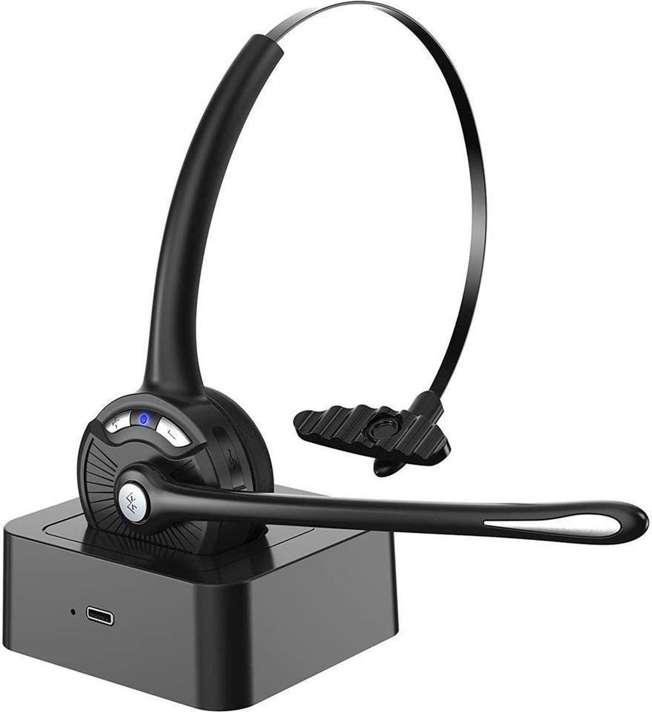 Bluetooth Headset with Microphone,KEHIPI Noise Canceling Wireless On Ear Headphones, Bluetooth Headphones with Mic Charging Base, Phone Headset Mute Button for Laptop, Skype, Call Centers, Office, Tru