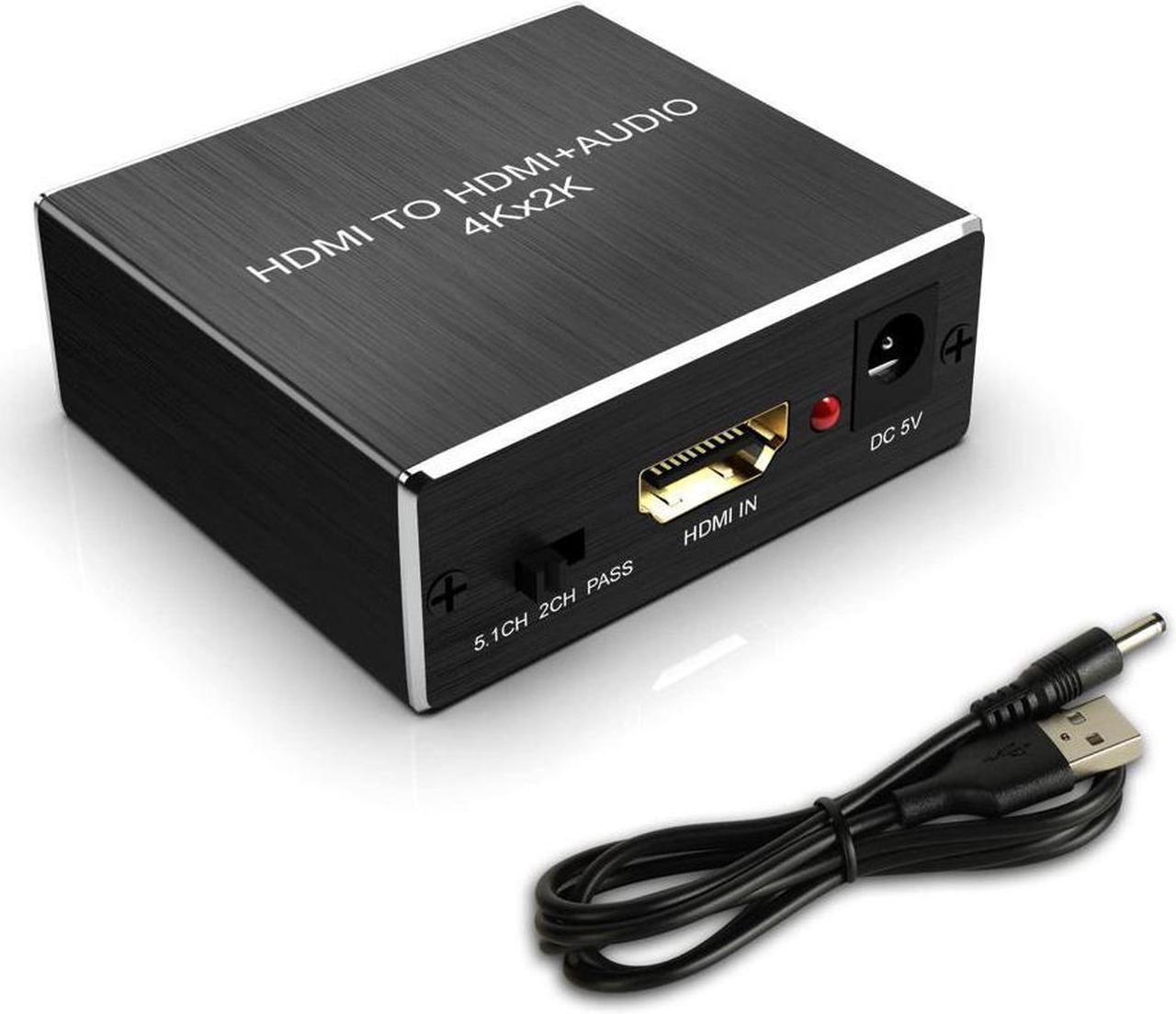 KEHIPI HDMI Audio Extractor Converter, HDMI to HDMI + Audio (SPDIF + RCA Stereo) Audio Splitter Adapter,4K 1080P,Supports Pass/2.0CH/5.1CH