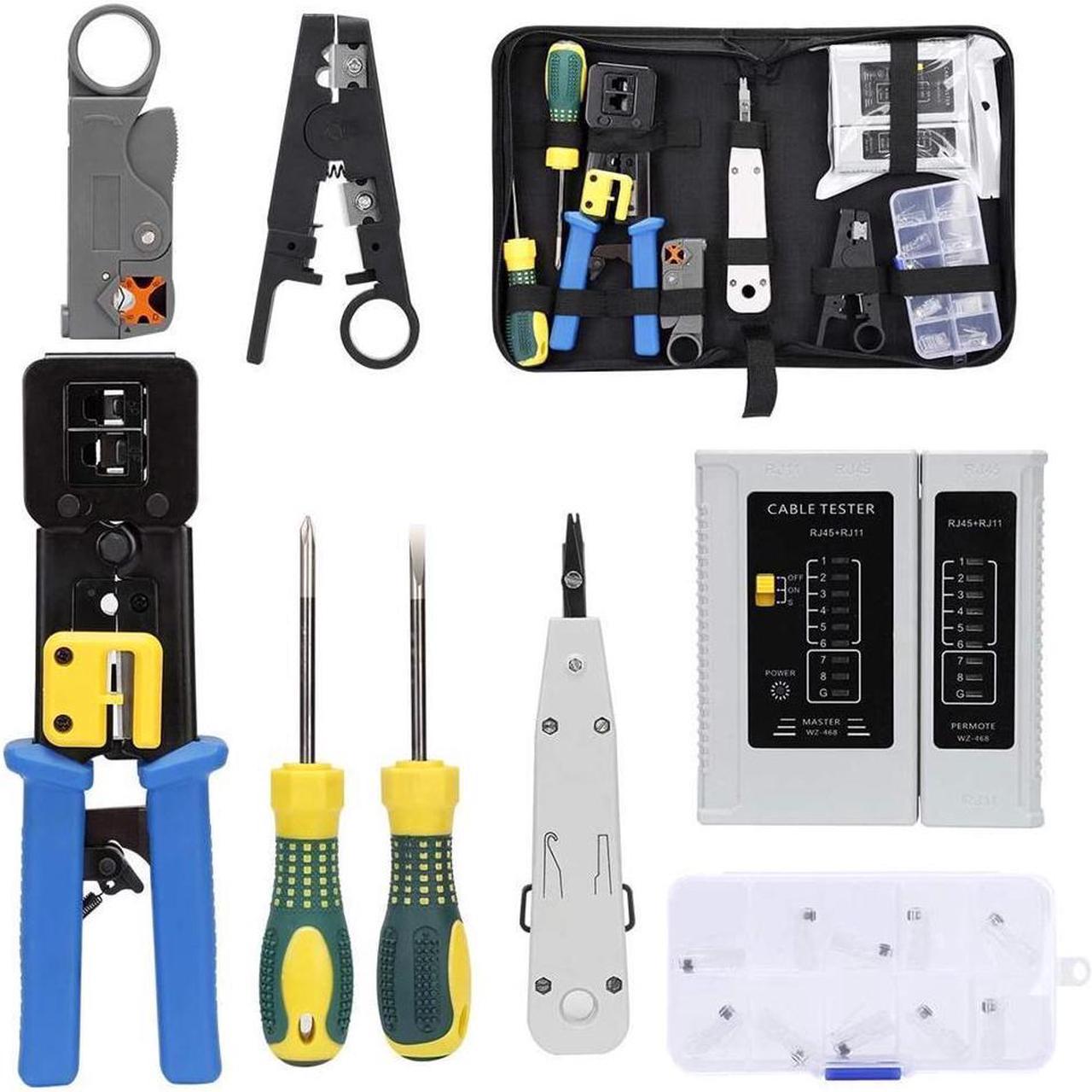 KEHIPI Network Tool Kit Rj45 Crimping Tool Kit for CAT5/CAT6, Professional Computer Maintenacnce LAN Cable Tester Network Repair Tool Set by SILIVN - 8pcs/Pack