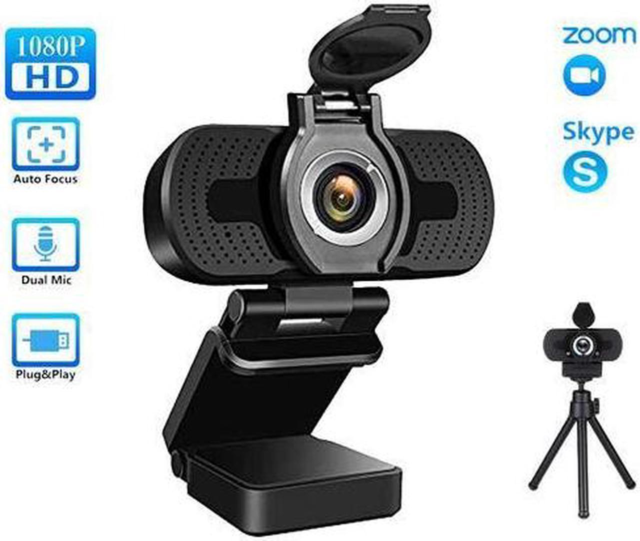 KEHIPI 1080P Webcam for PC, Full HD Computer Camera with Cover, USB Web Cam with Microphone, Cover, Expandable Tripod, Streaming Camera for Skype, Streaming, Teleconference etc.