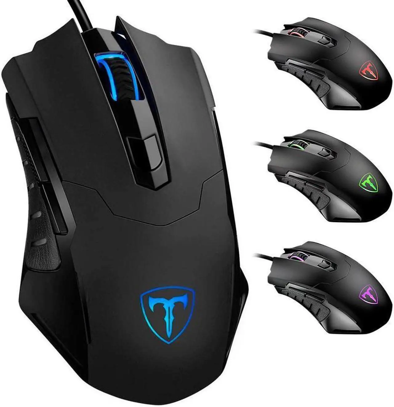 Main image of KEHIPI Gaming Mouse Wired Breathing Light Ergonomic Game USB Computer Mice Multicolor Gamer Desktop Laptop PC Gaming Mouse, 6 Buttons for Windows 7/8/10/XP Vista Linux, Black