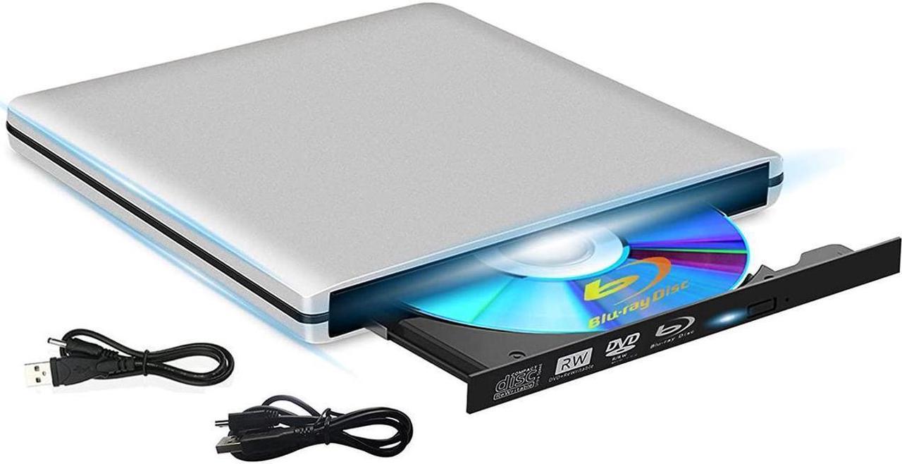 KEHIPI External Blu-ray DVD Drive, USB 3.0 and Type-C Blu-ray CD DVD Burner 3D Slim Optical Blu-ray Disc DVD Drive, DVD/BD Player Read/Write Portable Blu Ray Drive Compatible with/Win7/Win8/Win10/ Mac