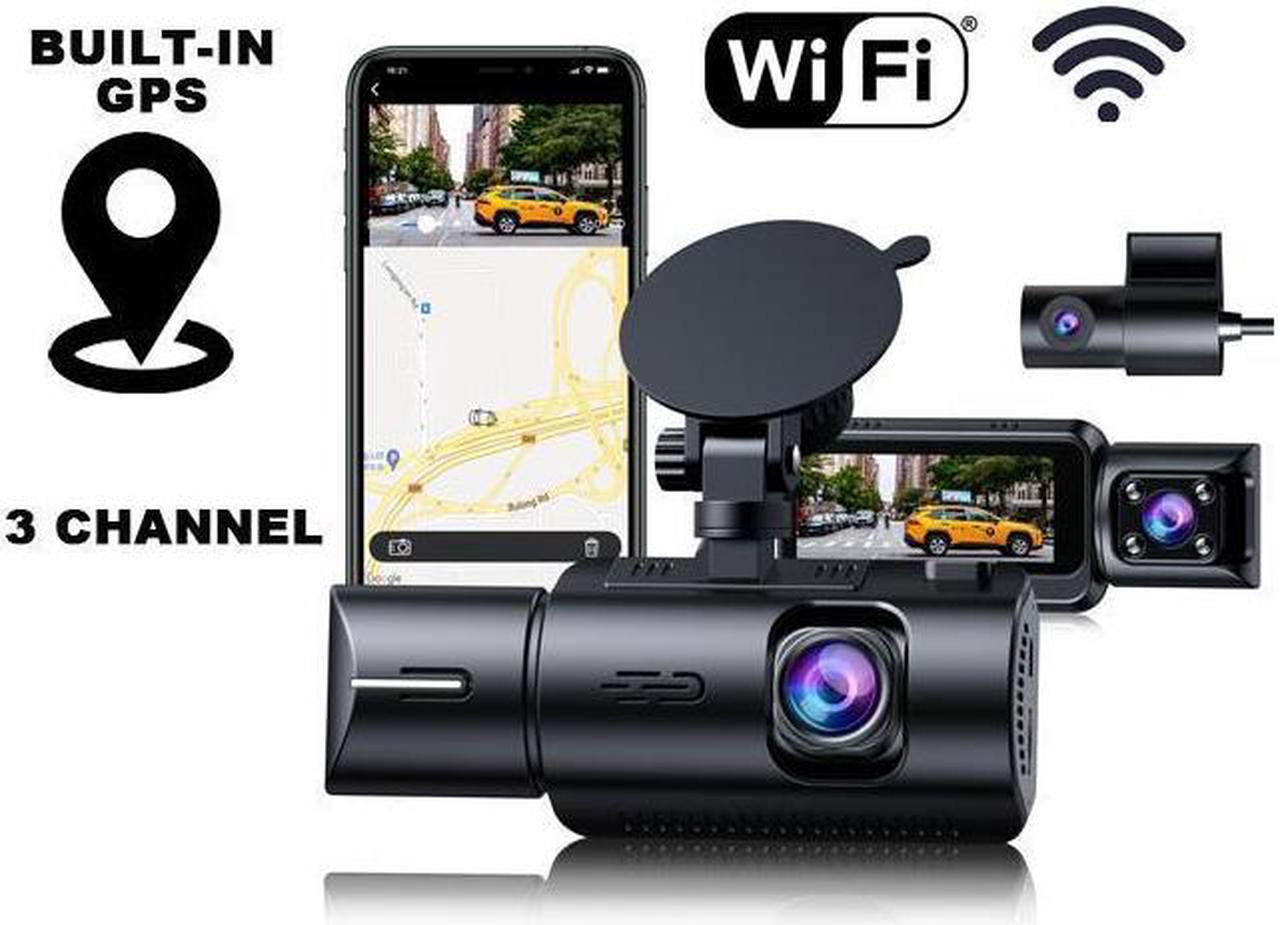 KEHIPI 3 Channel 2K/Dual 4K Dash Cam, WDR Car Camera, 3.2" Screen Car Dash Camera, Driving Recorder with Built-in WiFi GPS, IR Night Vision, Parking Monitor, Motion Detection, Loop Recording,G-sensor