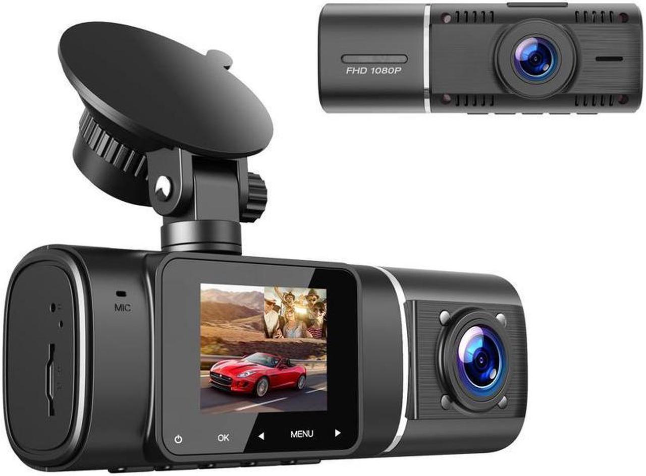 KEHIPI Black Dash Cam FHD 1080P Front and HD 720P Inside, IR Night Vision Car Camera