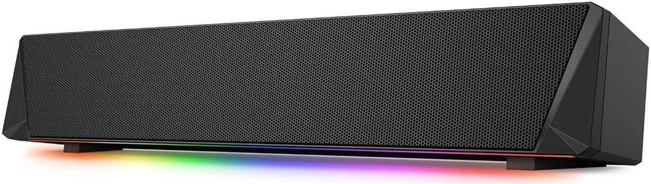 KEHIPI Gaming Computer Speaker, Dual Powerful 7W Drivers PC Soundbar, Colorful RGB Light, Wireless Bluetooth 5.0 or 3.5mm AUX-in Connection, Stereo Audio Computer Sound Bar for Desktop