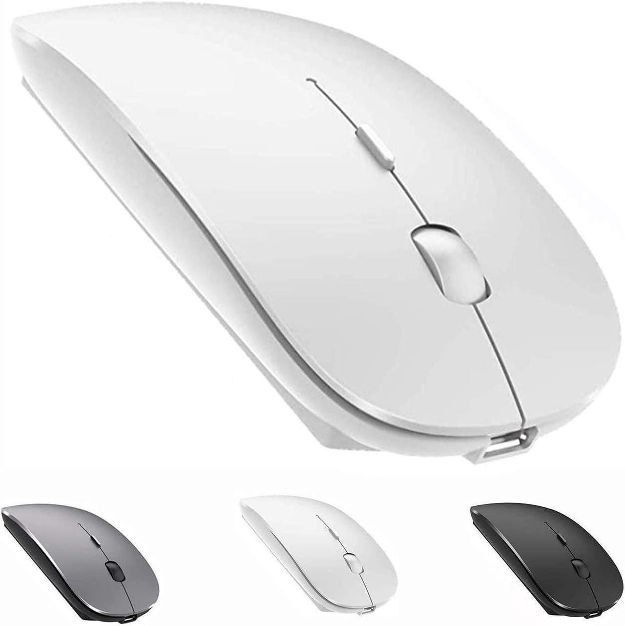 KEHIPI Rechargeable Wireless Mouse for MacBook Pro/ Air,Bluetooth Mouse for Laptop/PC/Mac/iPad pro/Computer White