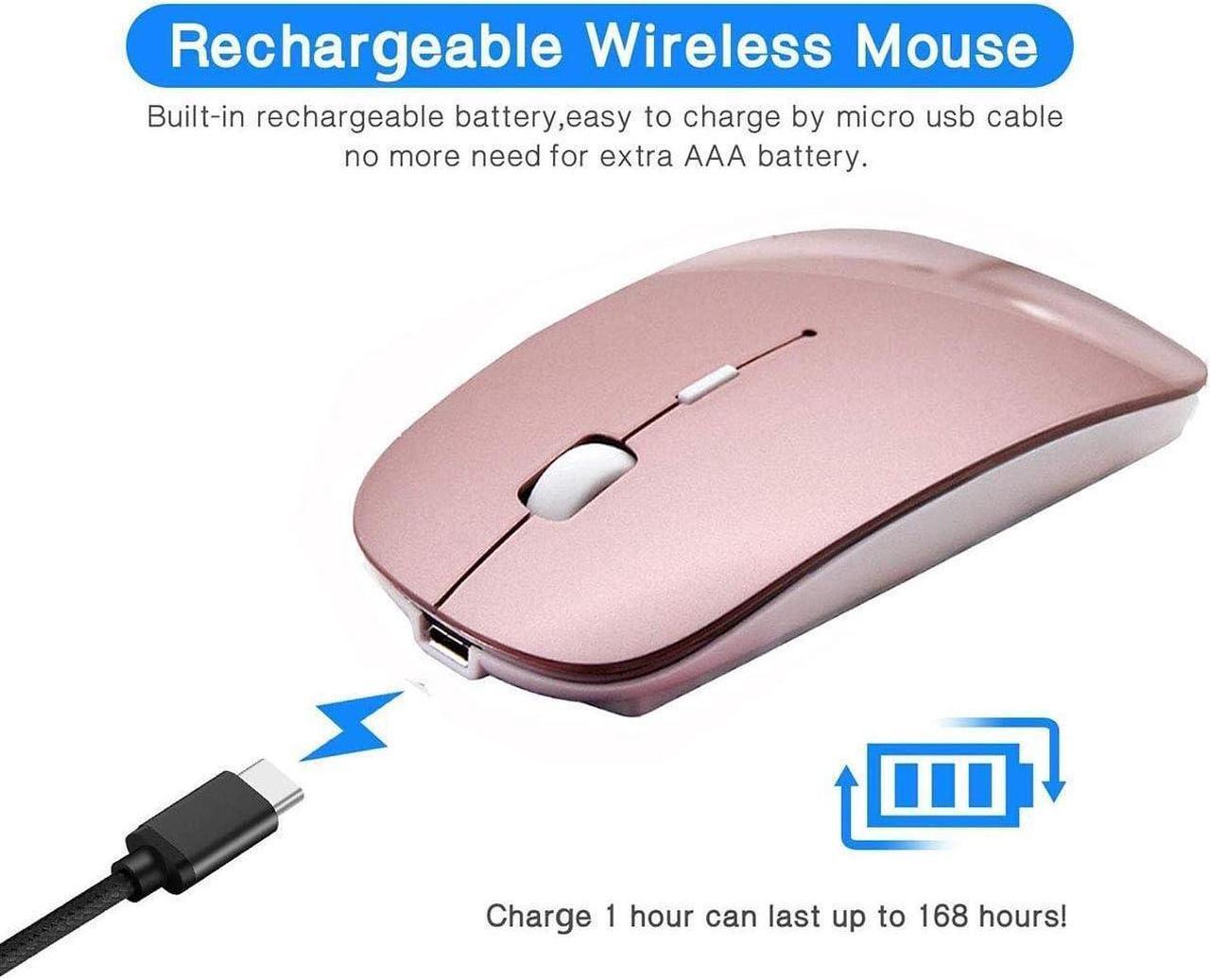 Alt view image 4 of 7 - KEHIPI Rechargeable Wireless Mouse for MacBook Pro/ Air,Bluetooth Mouse for Laptop/PC/Mac/iPad pro/Computer rose gold