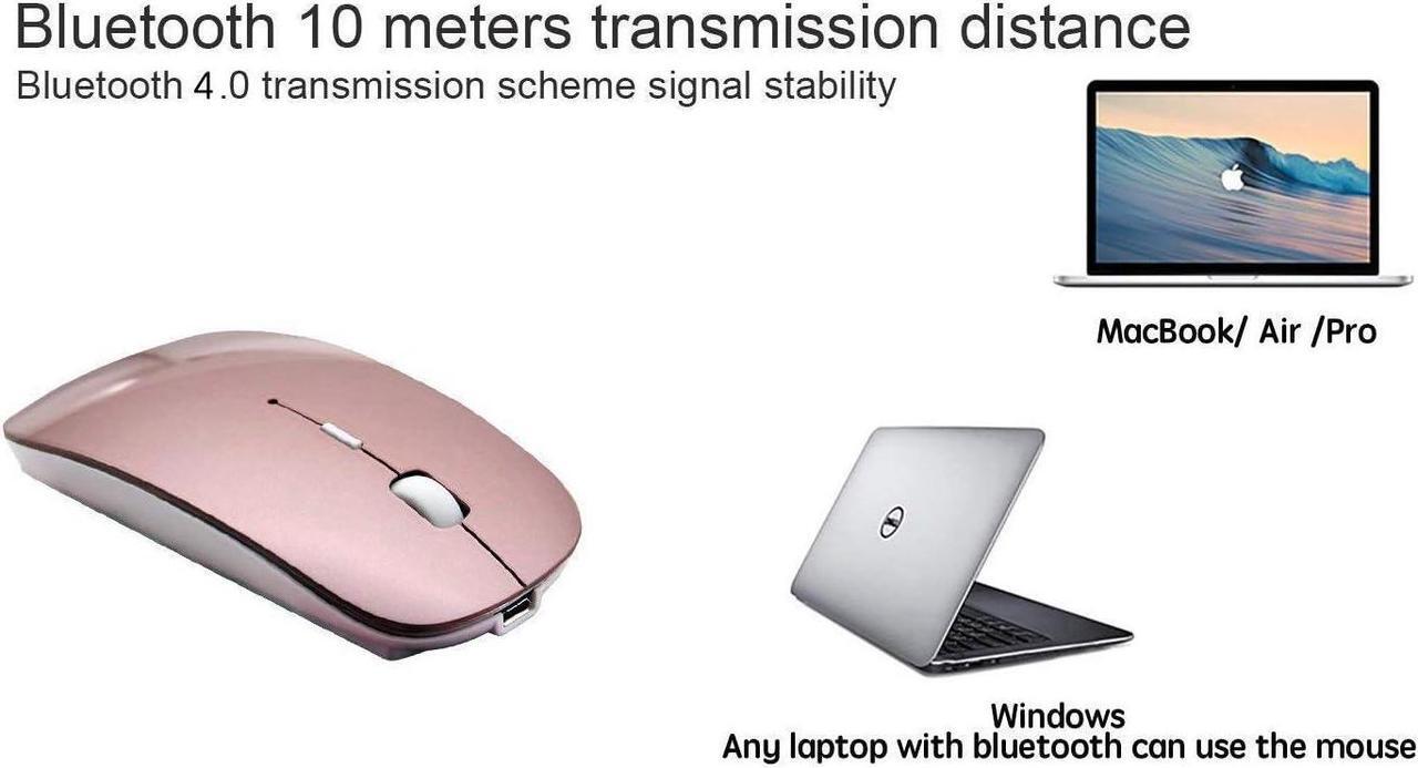 Alt view image 5 of 7 - KEHIPI Rechargeable Wireless Mouse for MacBook Pro/ Air,Bluetooth Mouse for Laptop/PC/Mac/iPad pro/Computer rose gold