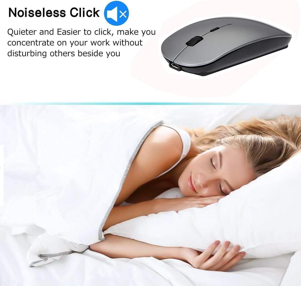 Alt view image 4 of 4 - KEHIPI Rechargeable Wireless Mouse for MacBook Pro/ Air,Bluetooth Mouse for Laptop/PC/Mac/iPad pro/Computer Gray