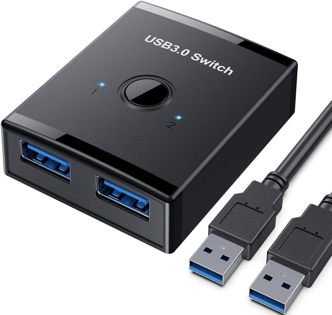 KEHIPI USB 3.0 Switch, Bi-Directional USB Switch 2 in 1 Out / 1 in 2 Out, YINNCEEN USB Switcher 2 Computers Share Keyboard Mouse Scanner Printer, USB KVM Switch Compatible with Mac/Windows/Linux