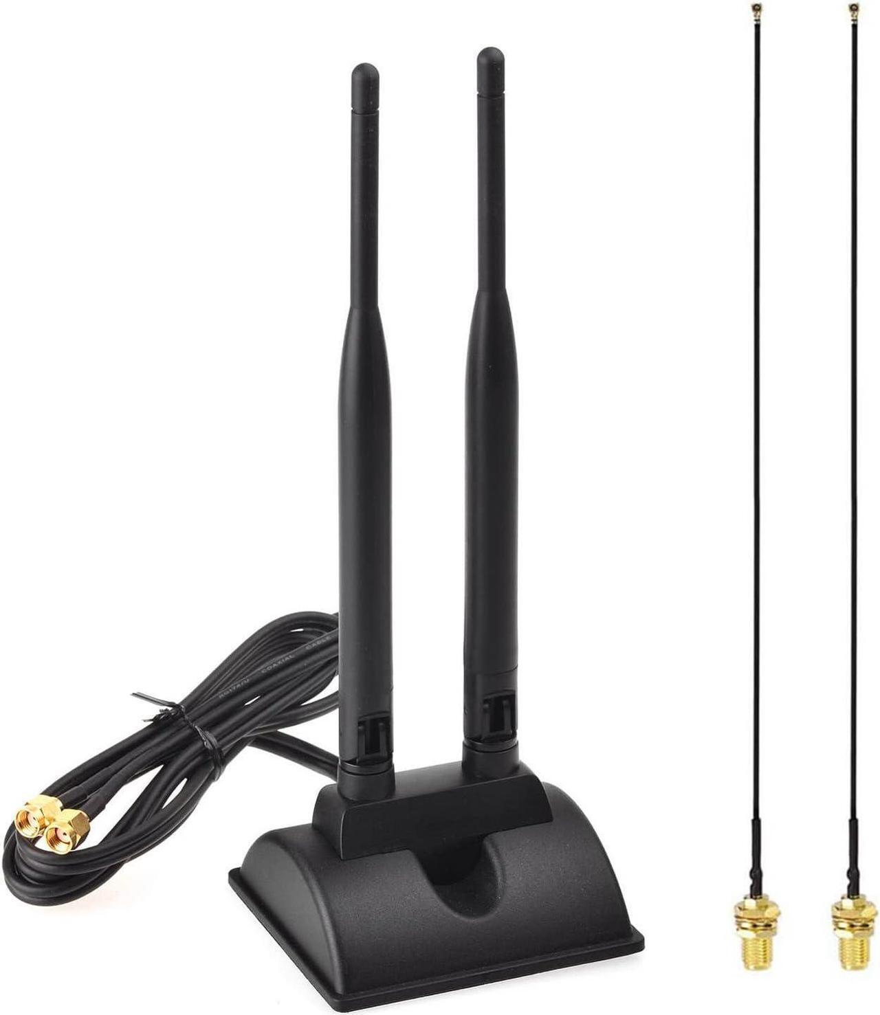 Main image of KEHIPI 2.4GHz 5GHz Dual Band RP-SMA Male WiFi Antenna + IPEX MHF4 to RP-SMA Female Cable 9.8 inch 2-Pack for M.2 NGFF Network Card PC Desktop Computer