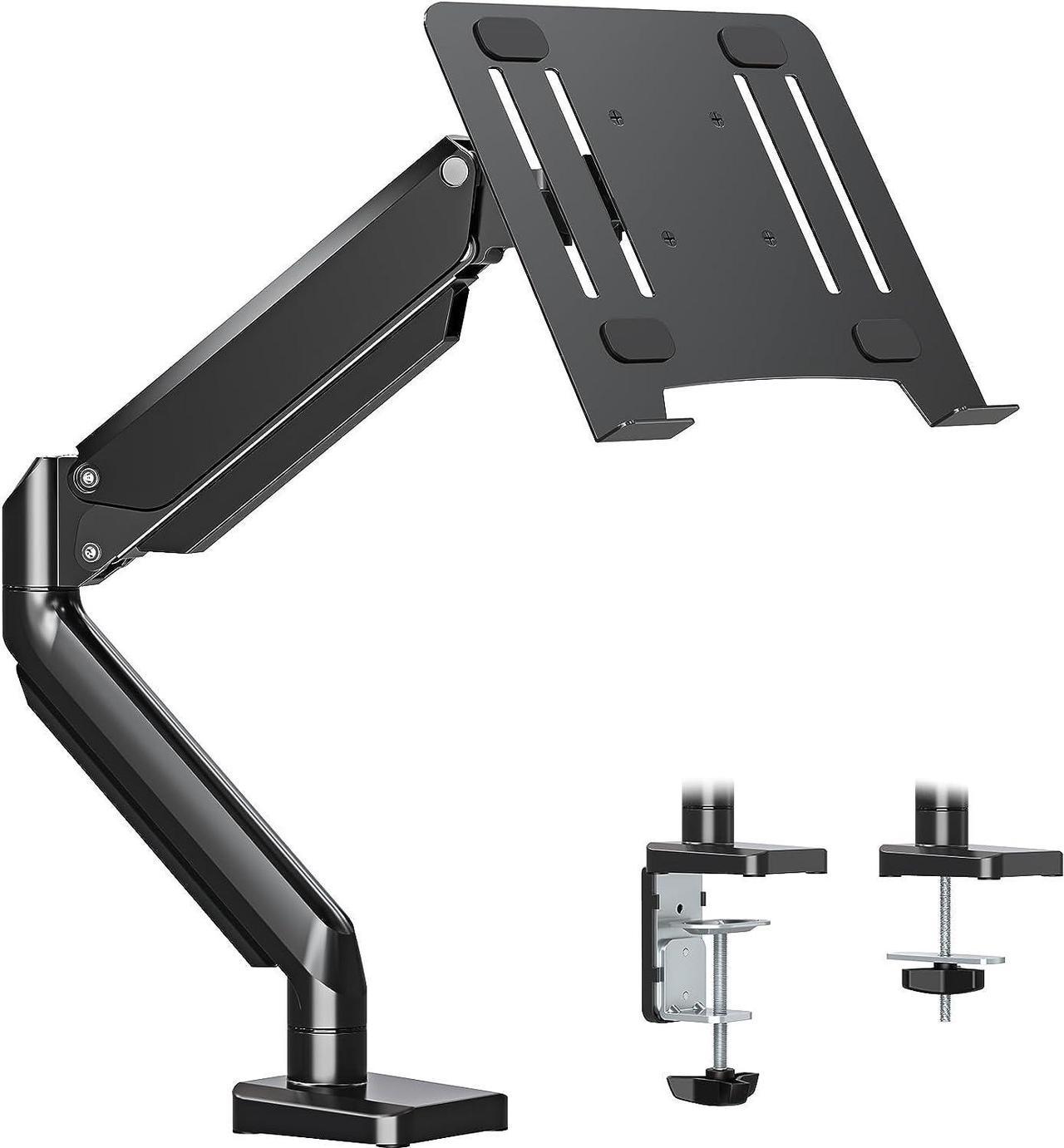 KEHIPI Laptop Arm Mount for Desk Holds 3.3-17.6lbs, Single Laptop Computer Desk Mount for 13-17 Inch Notebook Fully Adjustable Laptop Tray Stand with Gas Spring Arm, with Clamp/Grommet Base