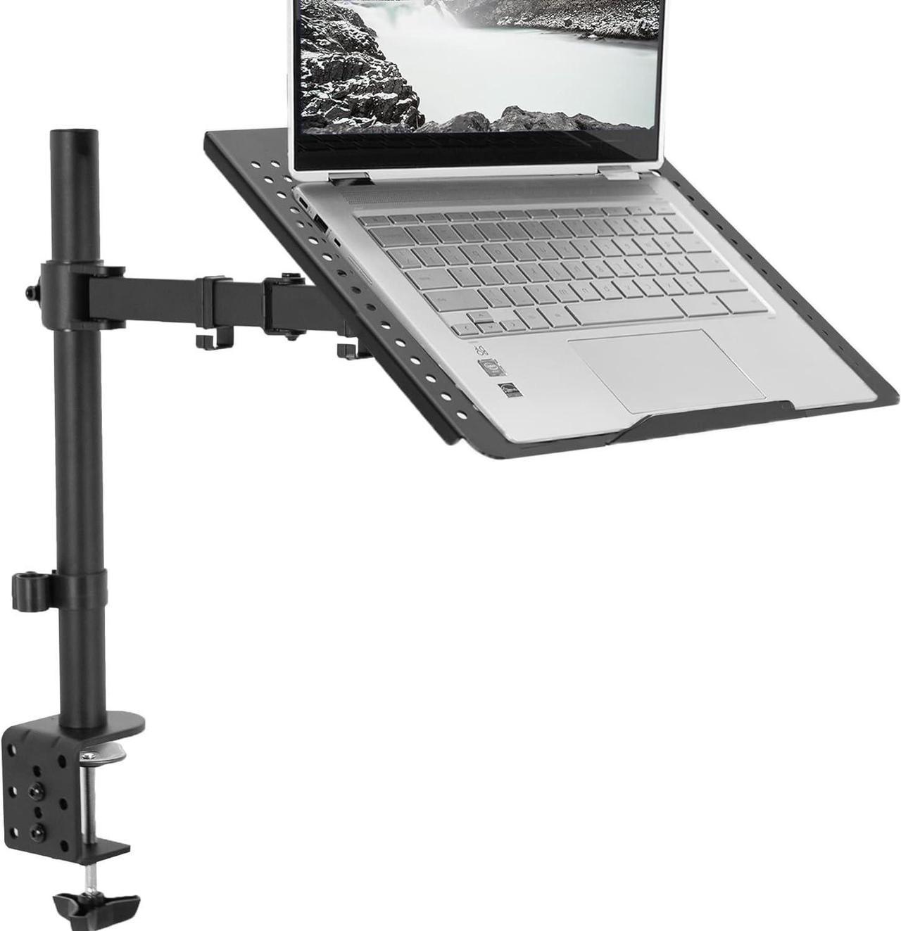 KEHIPI Single Laptop Notebook Desk Mount Stand, Fully Adjustable Extension with C-clamp, Fits up to 17 inch Laptops, Black, STAND-V001L