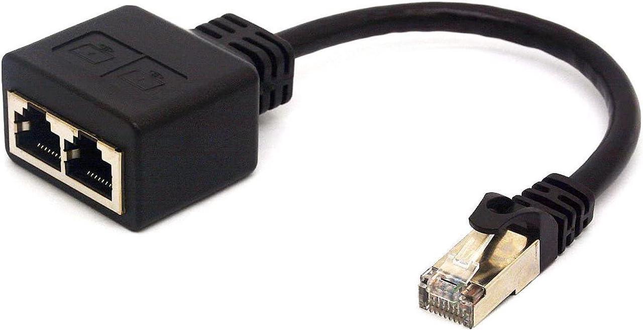 KEHIPI RJ45 Adapter Cable RJ45 Male to Dual Female Adapter Extender Support Ethernet Cat 5/CAT 6 LAN for Switching Networks Between Two Computers