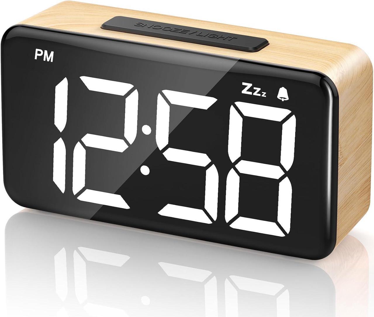 KEHIPI Digital Alarm Clocks for Bedrooms, Digital Clock with Large Digits,Easy to Use,5 Levels Brightness + OFF, Snooze, Power-off Memory,12/24H,Desk Clocks for Bedroom Bedside Clocks for Kids Adults