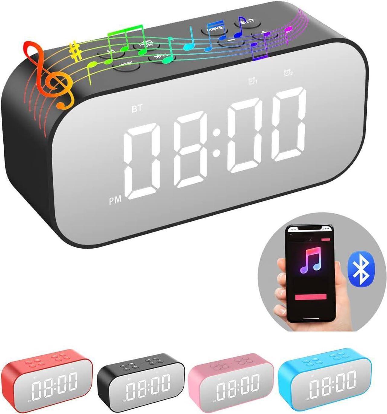 KEHIPI Digital Alarm Clock with Bluetooth Speaker,Desk Clock for Bedroom/Office,Small Table Clock with Dual Alarms,Snooze,Dimmable LED Display,Hands-Free Calling.(12H Format,Black)