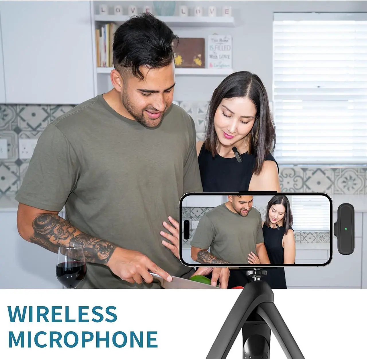 Alt view image 6 of 6 - KEHIPI 2 Pack Wireless Lavalier Microphone for Android, iPhone ipad with Adapter and Charging Case, 10 Hours Long Battery Life, Clip on Lapel Mic for Facebook, Vlog, Interview, Tiktok, YouTube 70ft