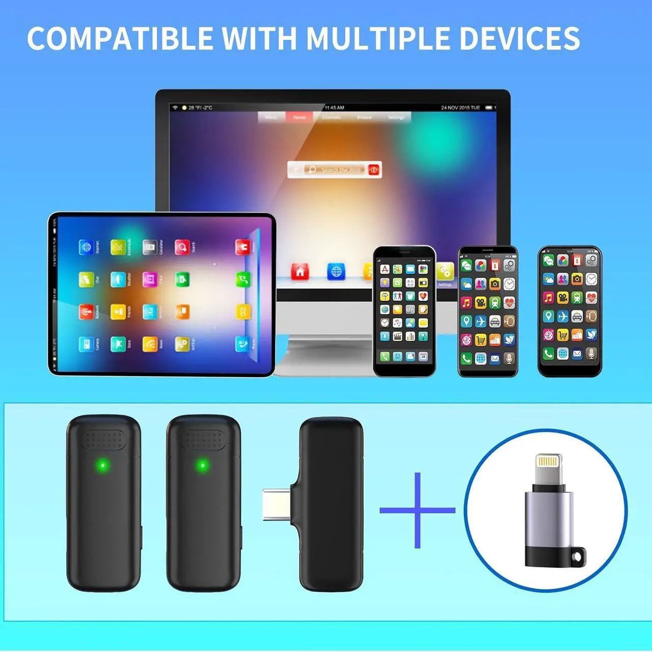 Alt view image 6 of 6 - KEHIPI Professional Wireless Lavalier Microphone,for iPhone iPad Android with Charging case,for Video Recording,Interview,Automatic Noise Reduction - 2-in-1