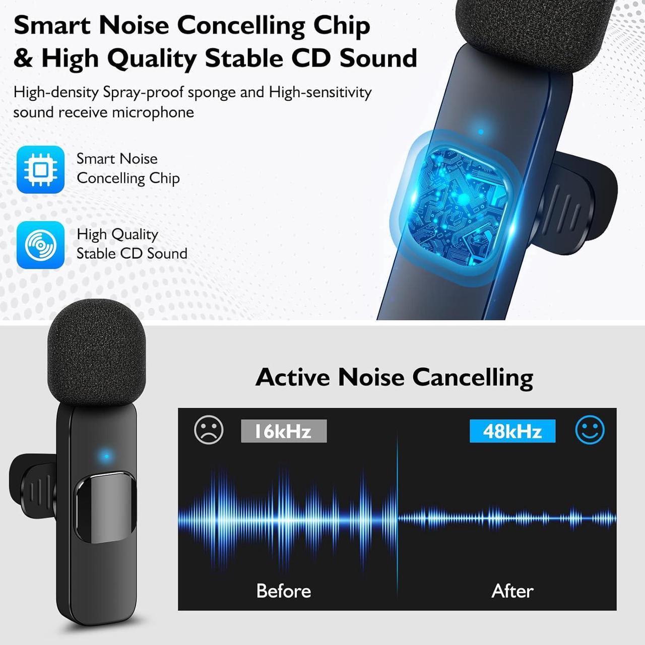 Alt view image 5 of 7 - KEHIPI Professional Wireless Lavalier Microphone for iPhone, Android Phone, Camera - Recording Omnidirectional Condenser Mic Ultra Low Delay, Lapel Noise canceling Mic for Video YouTube Interview Tikt