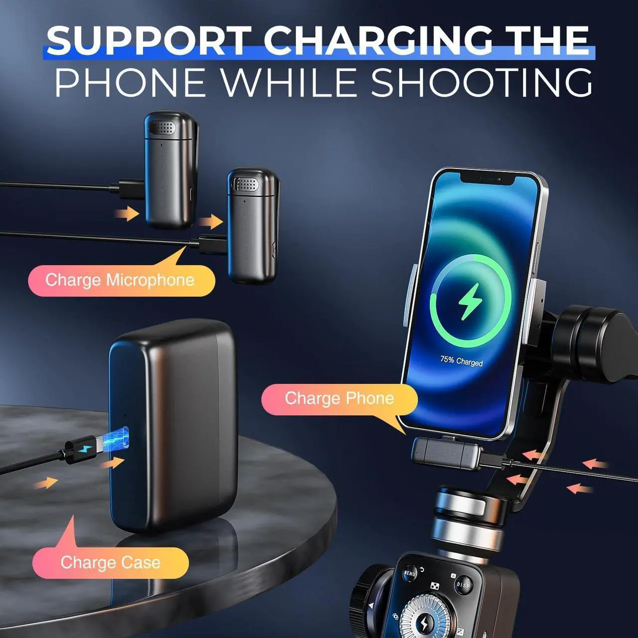 Alt view image 6 of 7 - KEHIPI Mini Wireless Lavalier Lapel Microphone for iPhone, iPad - with 500mAh Charge Case & 30Hrs Playtime, 2 Pack Clip-On Small Mic for Tiktok, YouTube, Podcast, Vlog, Video Recording, Live Streaming