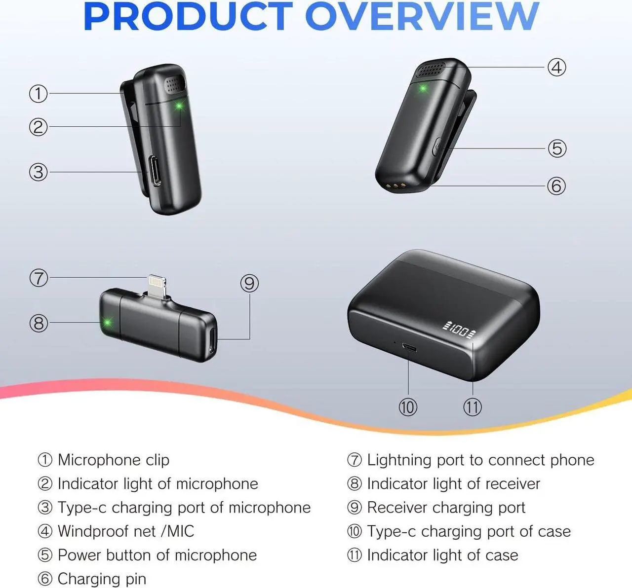 Alt view image 7 of 7 - KEHIPI Mini Wireless Lavalier Lapel Microphone for iPhone, iPad - with 500mAh Charge Case & 30Hrs Playtime, 2 Pack Clip-On Small Mic for Tiktok, YouTube, Podcast, Vlog, Video Recording, Live Streaming