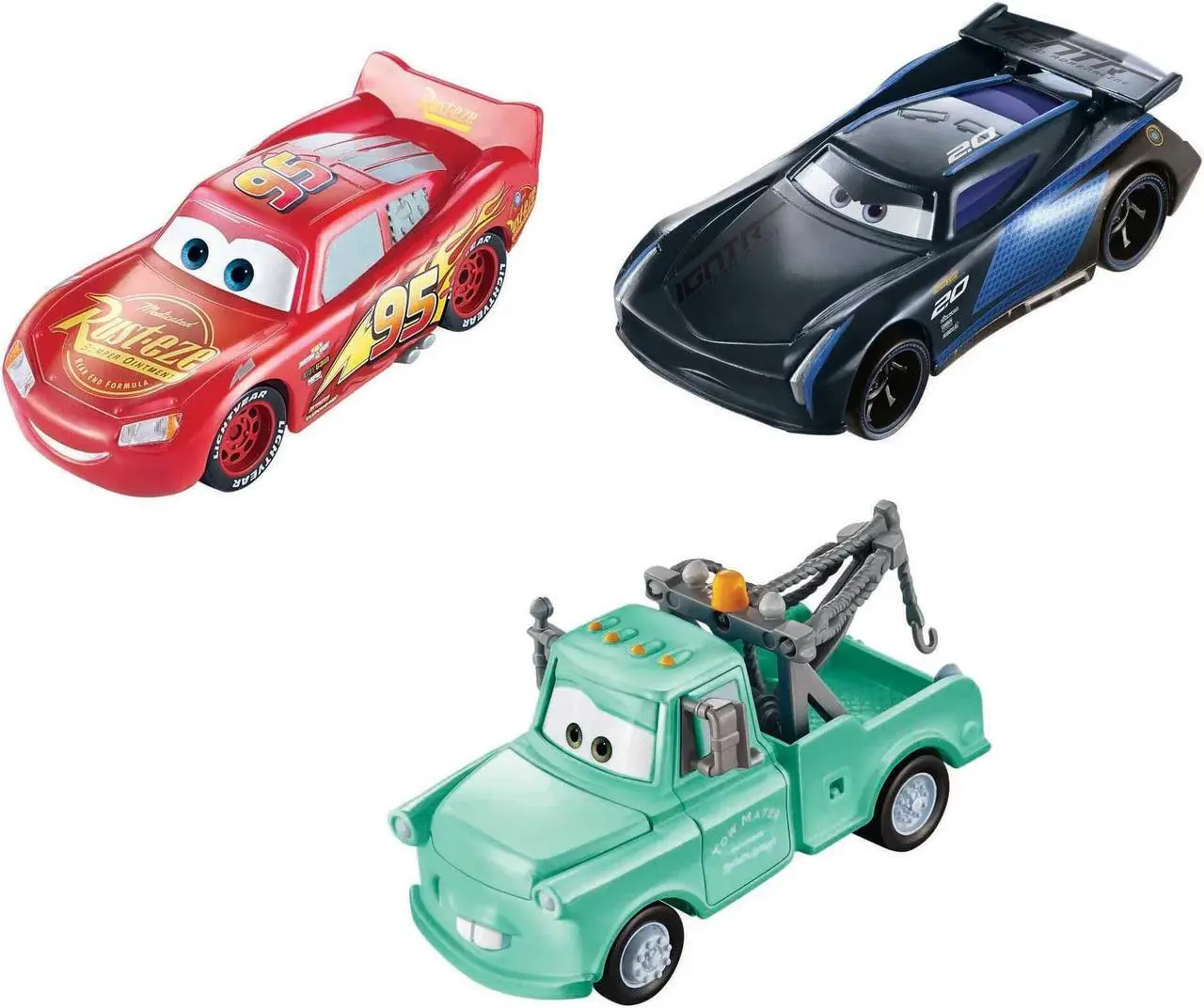 Main image of Disney Pixar Cars Color Changers Lightning Mcqueen, Mater & Jackson Storm - 3 Pack