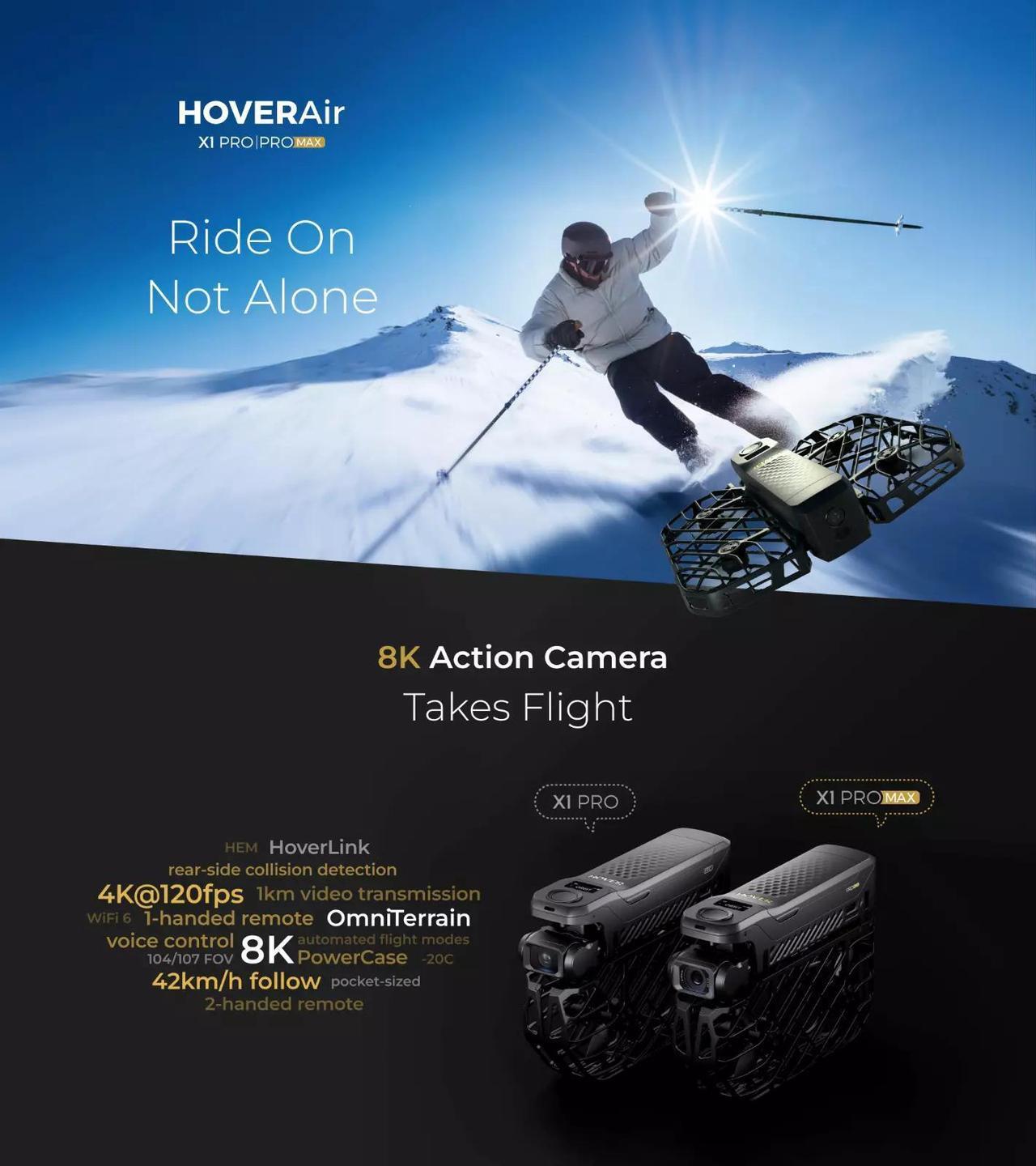 Alt view image 3 of 5 - HoverAir X1 Pro Max 8K Flying Action Camera ( Standard Package with One Battery)