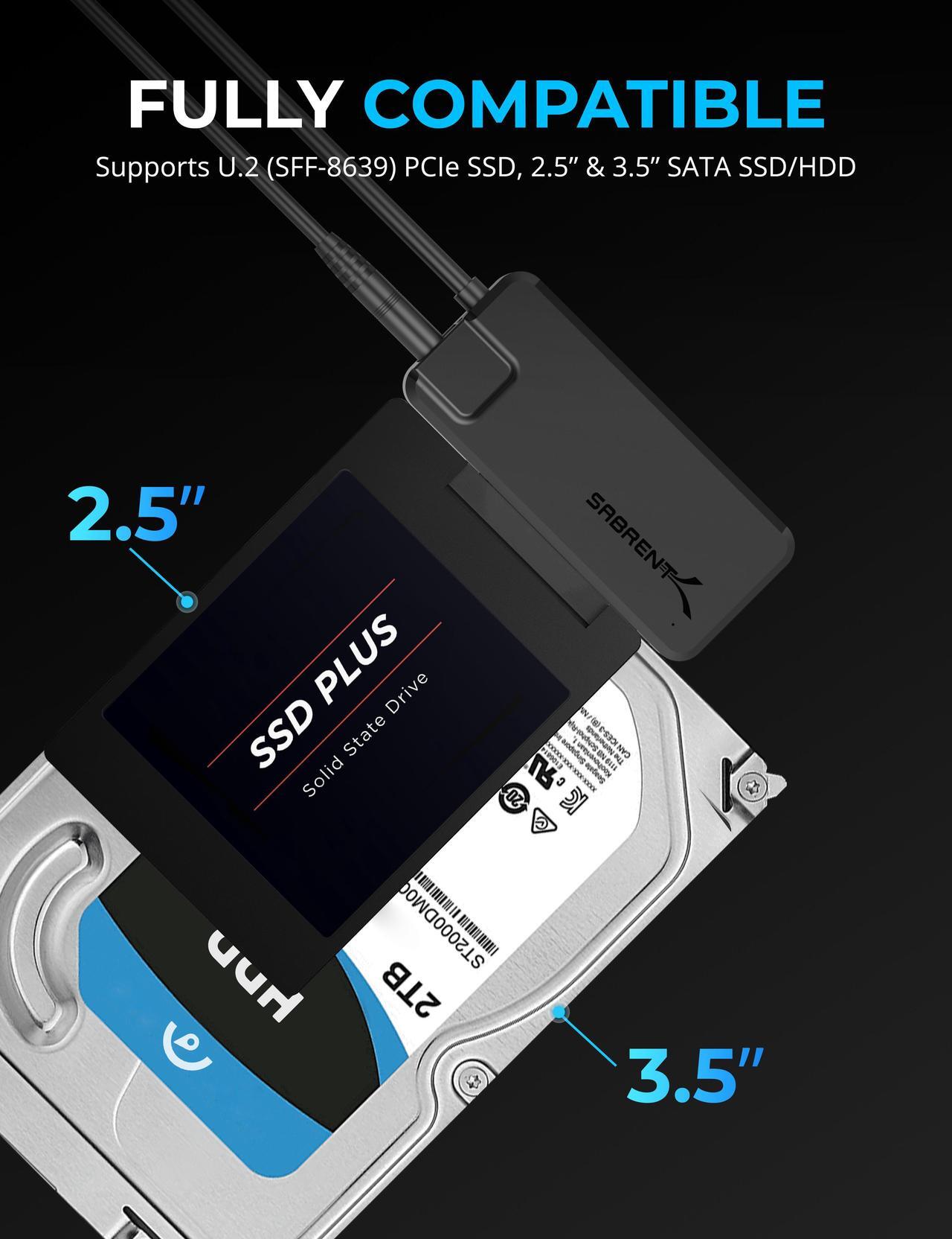 Alt view image 4 of 7 - SABRENT USB 3.2 Type A to SATA/U2 SSD Adapter Cable [EC-U2SA]